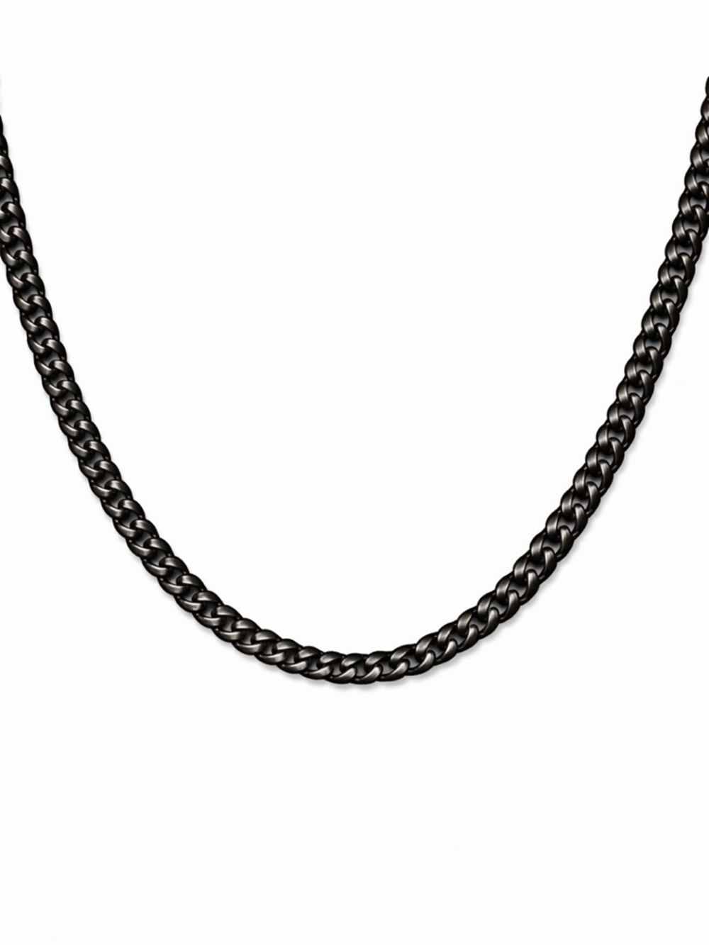 Black Cuban Link Chain 22" 5mm lon Plated Stainless Steel Necklace